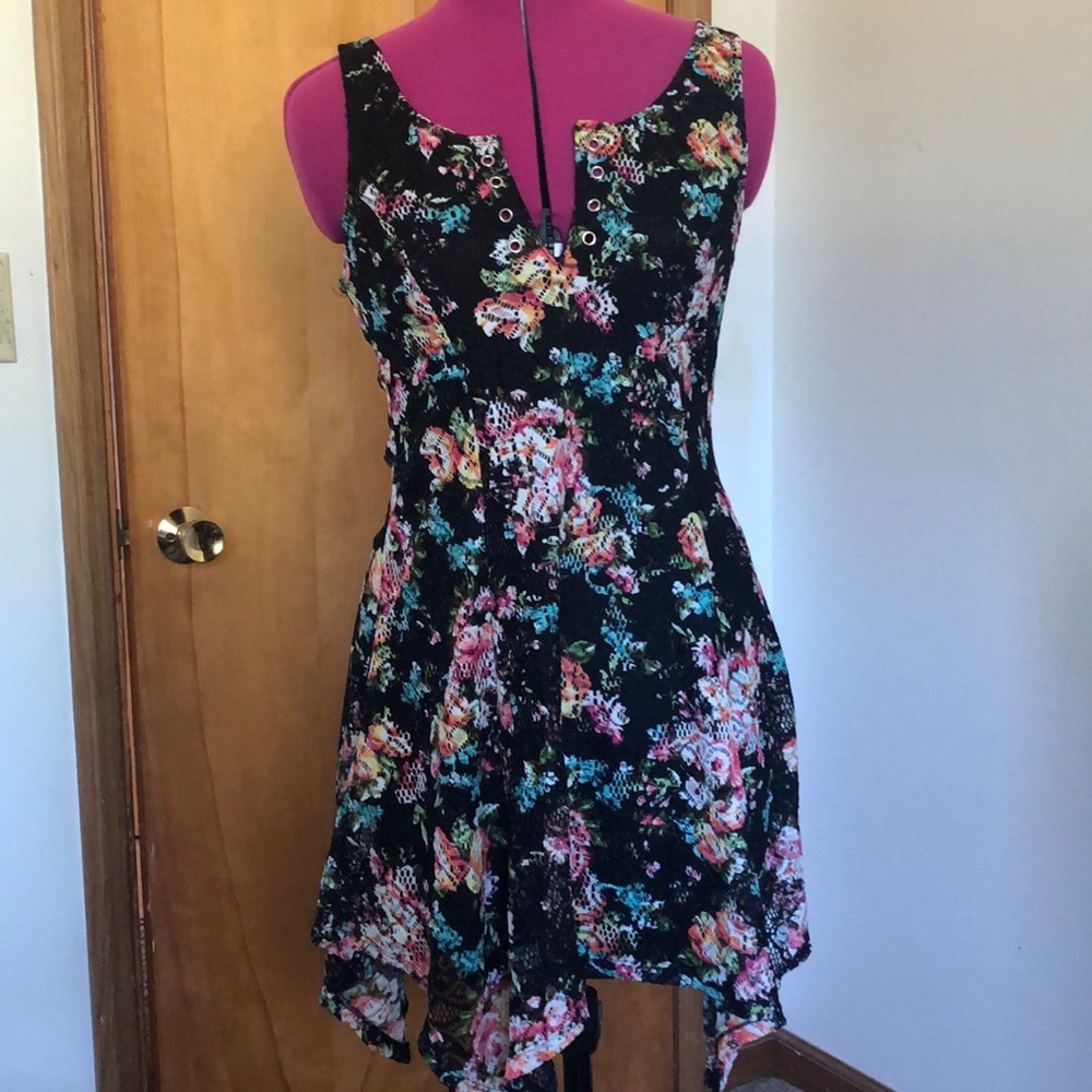 Black Flower Printed Dress